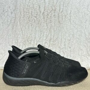 Skechers Womens Black Slip-Ins Relaxed Fit:Breathe Easy Roll w/Me Sneakers SZ 9